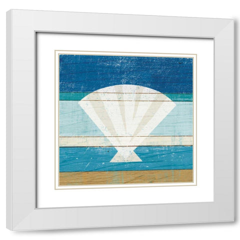 Beachscape Shell White Modern Wood Framed Art Print with Double Matting by Mullan, Michael