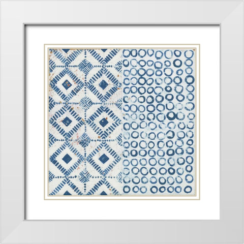 Maki Tile V White Modern Wood Framed Art Print with Double Matting by Lovell, Kathrine