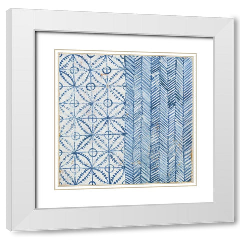 Maki Tile VII White Modern Wood Framed Art Print with Double Matting by Lovell, Kathrine