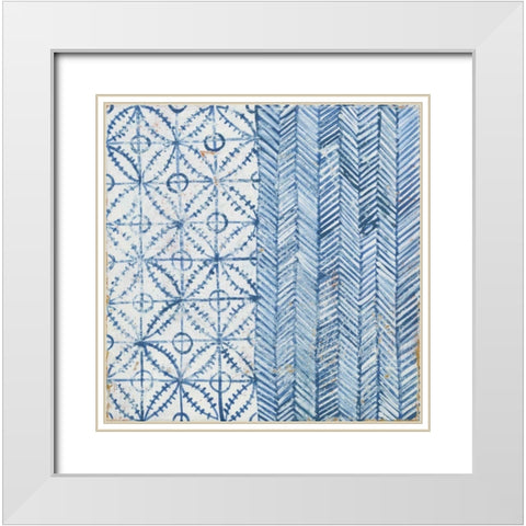 Maki Tile VII White Modern Wood Framed Art Print with Double Matting by Lovell, Kathrine