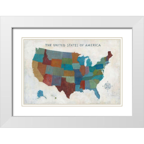 See the USA with Words White Modern Wood Framed Art Print with Double Matting by Averinos, Melissa