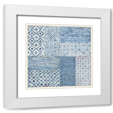 Maki Tile XV White Modern Wood Framed Art Print with Double Matting by Lovell, Kathrine