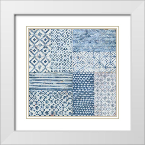 Maki Tile XV White Modern Wood Framed Art Print with Double Matting by Lovell, Kathrine