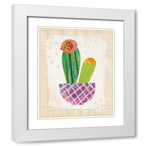 Collage Cactus II on Graph Paper White Modern Wood Framed Art Print with Double Matting by Averinos, Melissa