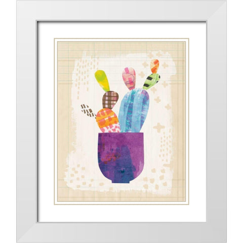 Collage Cactus III on Graph Paper White Modern Wood Framed Art Print with Double Matting by Averinos, Melissa