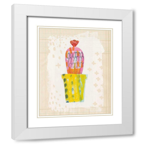 Collage Cactus V on Graph Paper White Modern Wood Framed Art Print with Double Matting by Averinos, Melissa