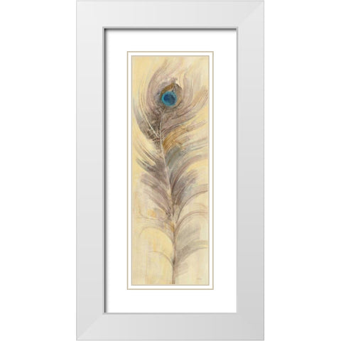 Blue Eyed Feathers III White Modern Wood Framed Art Print with Double Matting by Hristova, Albena