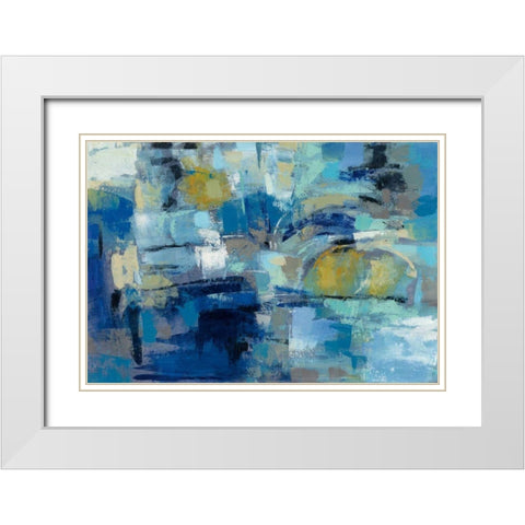 Ultramarine Waves III White Modern Wood Framed Art Print with Double Matting by Vassileva, Silvia