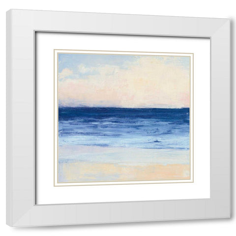 True Blue Ocean I White Modern Wood Framed Art Print with Double Matting by Purinton, Julia