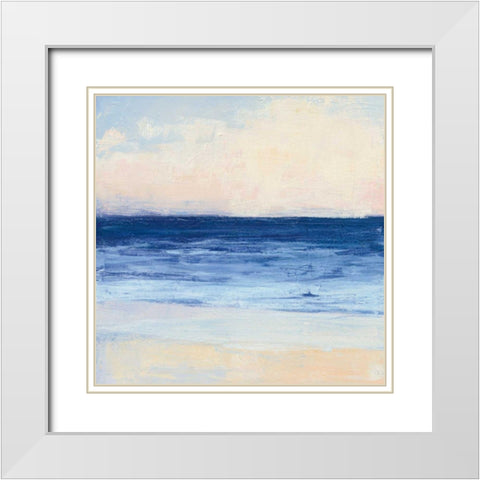 True Blue Ocean I White Modern Wood Framed Art Print with Double Matting by Purinton, Julia