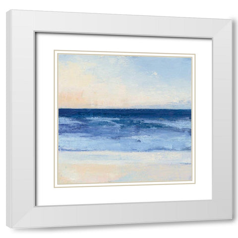 True Blue Ocean II White Modern Wood Framed Art Print with Double Matting by Purinton, Julia
