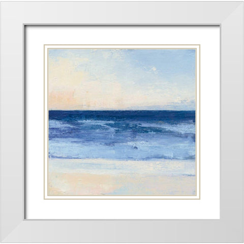 True Blue Ocean II White Modern Wood Framed Art Print with Double Matting by Purinton, Julia
