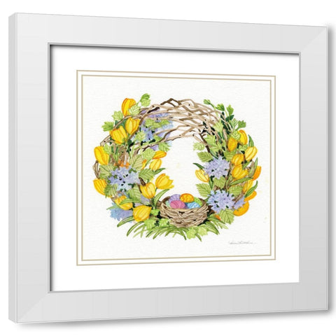 Spring Wreath II White Modern Wood Framed Art Print with Double Matting by McKenna, Kathleen Parr