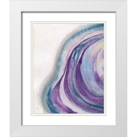 Watercolor Geode I White Modern Wood Framed Art Print with Double Matting by Paschke, Chris