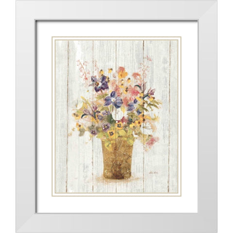 Wild Flowers in Vase II on Barn Board White Modern Wood Framed Art Print with Double Matting by Blum, Cheri