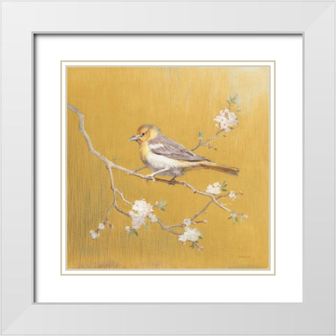 Northern Oriole on Gold White Modern Wood Framed Art Print with Double Matting by Nai, Danhui