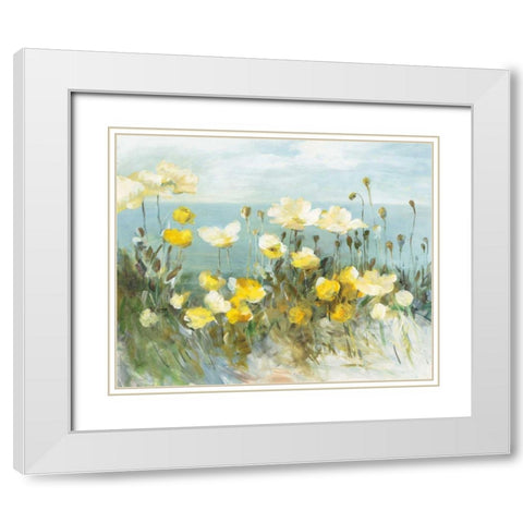 Field of Poppies Bright White Modern Wood Framed Art Print with Double Matting by Nai, Danhui