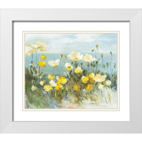 Field of Poppies Bright White Modern Wood Framed Art Print with Double Matting by Nai, Danhui