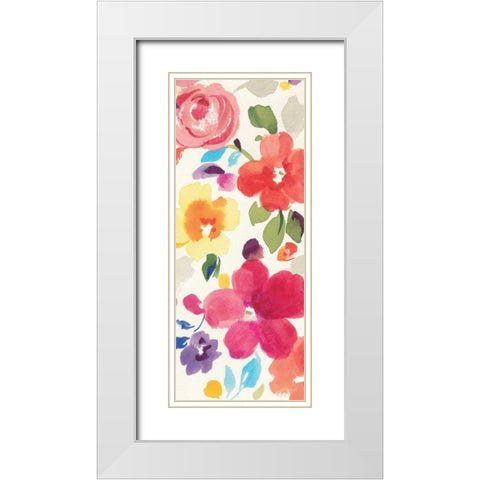 Popping Florals II White Modern Wood Framed Art Print with Double Matting by Nai, Danhui