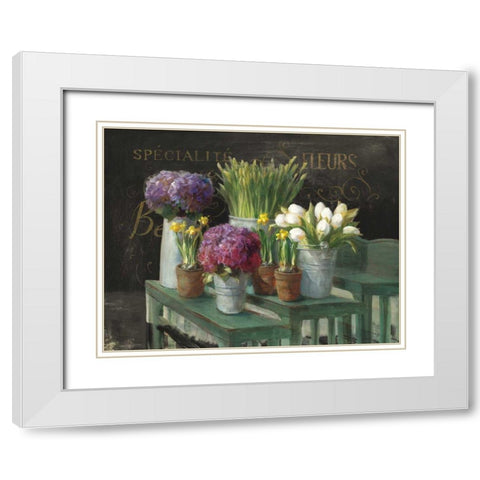 Les Fleurs Printemps on Black White Modern Wood Framed Art Print with Double Matting by Nai, Danhui