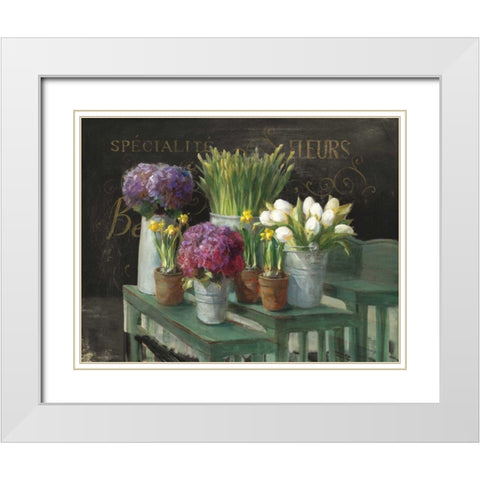 Les Fleurs Printemps on Black White Modern Wood Framed Art Print with Double Matting by Nai, Danhui