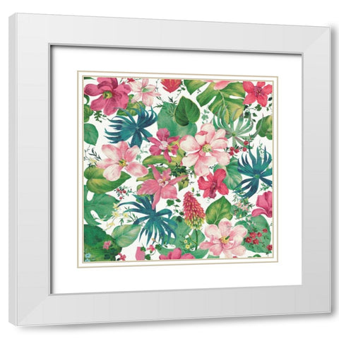 Tropical Dream Bright on White White Modern Wood Framed Art Print with Double Matting by Nai, Danhui