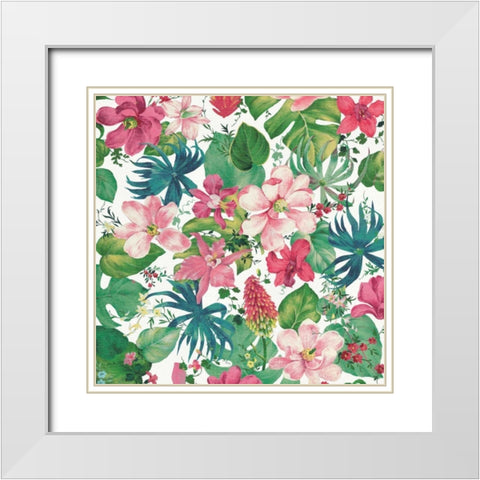 Tropical Dream Bright on White White Modern Wood Framed Art Print with Double Matting by Nai, Danhui
