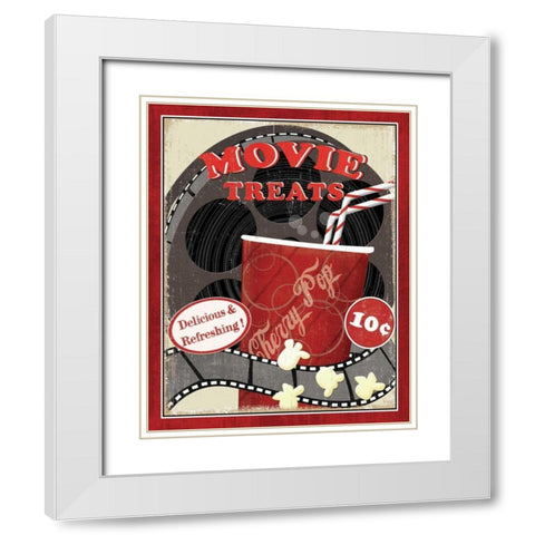 At the Movies II White Modern Wood Framed Art Print with Double Matting by Charron, Veronique