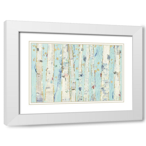Far From Blue III Gold Leaves White Modern Wood Framed Art Print with Double Matting by Day, Kellie