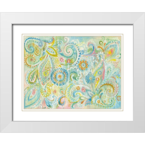 Spring Dream Paisley White Modern Wood Framed Art Print with Double Matting by Nai, Danhui