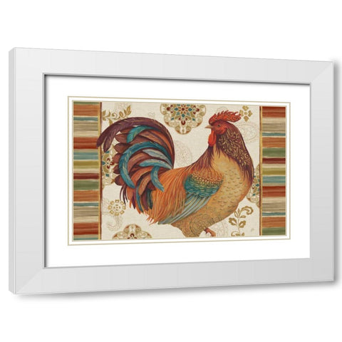 Rooster Rainbow IVA White Modern Wood Framed Art Print with Double Matting by Brissonnet, Daphne