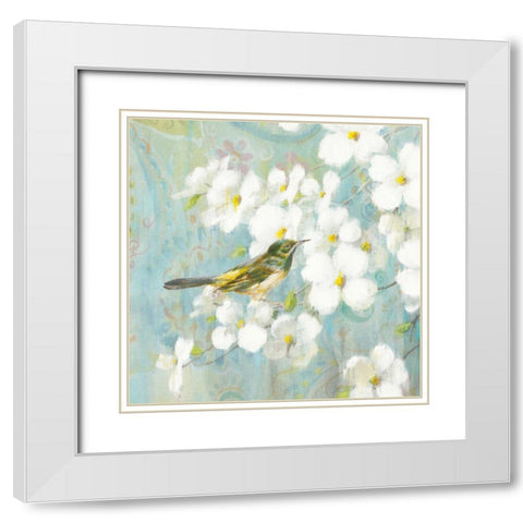 Spring Dream V White Modern Wood Framed Art Print with Double Matting by Nai, Danhui