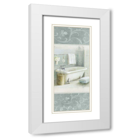 Refreshing Bath Brocade III White Modern Wood Framed Art Print with Double Matting by Nai, Danhui