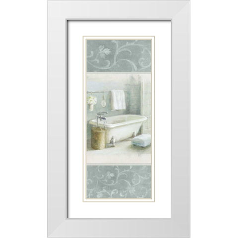 Refreshing Bath Brocade III White Modern Wood Framed Art Print with Double Matting by Nai, Danhui