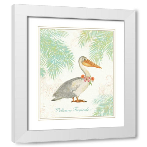 Flamingo Tropicale I White Modern Wood Framed Art Print with Double Matting by Schlabach, Sue