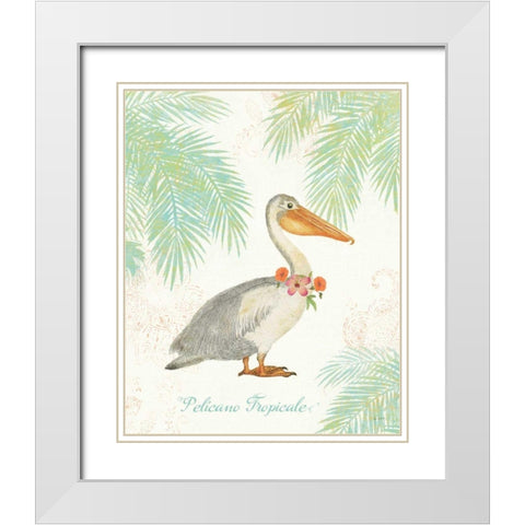 Flamingo Tropicale I White Modern Wood Framed Art Print with Double Matting by Schlabach, Sue