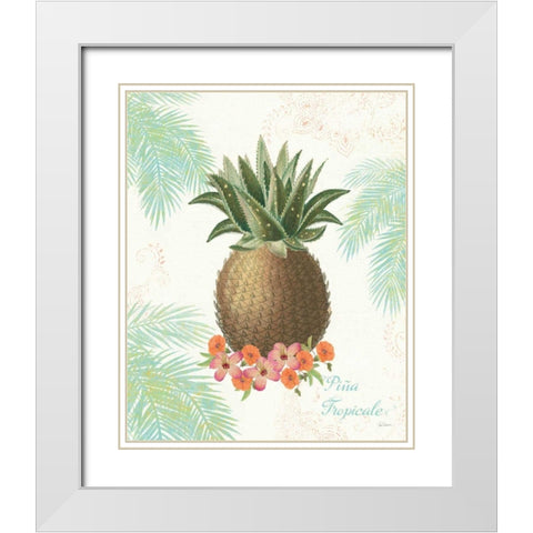 Flamingo Tropicale IV White Modern Wood Framed Art Print with Double Matting by Schlabach, Sue