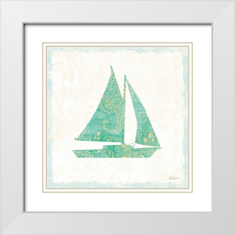 Flamingo Tropicale V White Modern Wood Framed Art Print with Double Matting by Schlabach, Sue