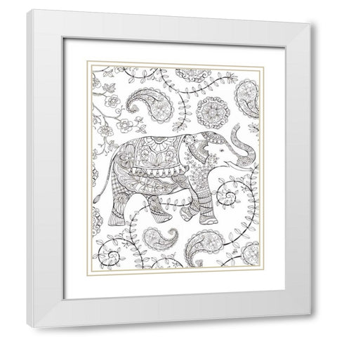 Color My World Elephant III crop White Modern Wood Framed Art Print with Double Matting by Daphne, Brissonnet