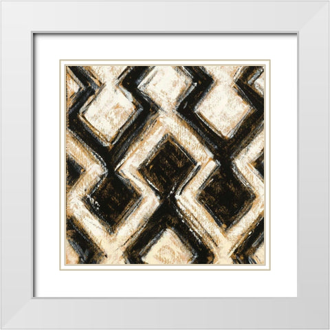 Black and Gold Geometric III Crop White Modern Wood Framed Art Print with Double Matting by Novak, Shirley