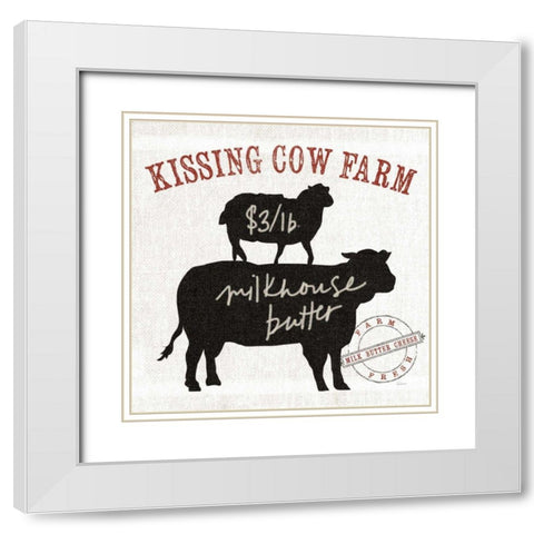 Farm Linen Cow Black White Modern Wood Framed Art Print with Double Matting by Schlabach, Sue