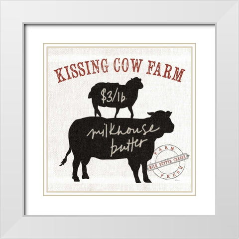 Farm Linen Cow Black White Modern Wood Framed Art Print with Double Matting by Schlabach, Sue