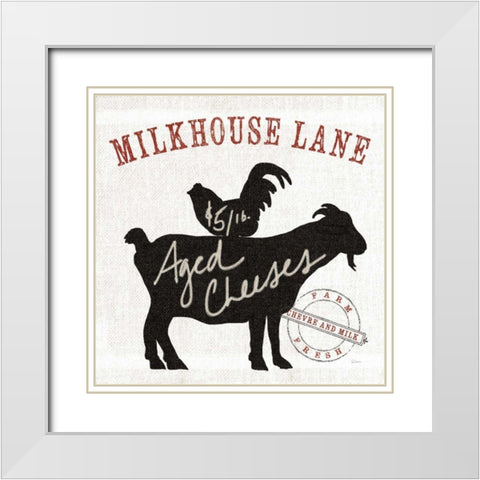 Farm Linen Goat Black White Modern Wood Framed Art Print with Double Matting by Schlabach, Sue