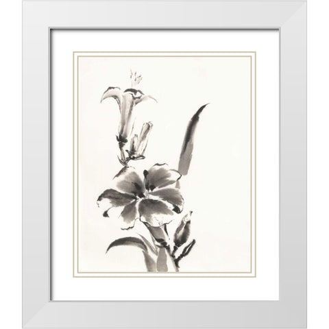 Sumi Daylily III White Modern Wood Framed Art Print with Double Matting by Paschke, Chris