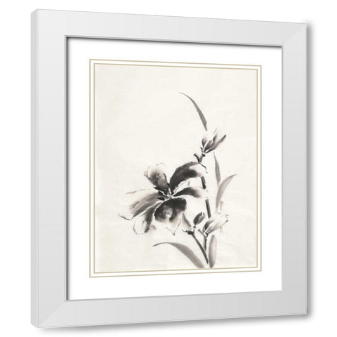 Sumi Daylily IV White Modern Wood Framed Art Print with Double Matting by Paschke, Chris