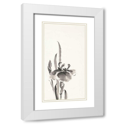 Japanese Iris II White Modern Wood Framed Art Print with Double Matting by Paschke, Chris