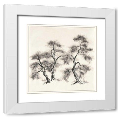 Sumi Tree III White Modern Wood Framed Art Print with Double Matting by Paschke, Chris