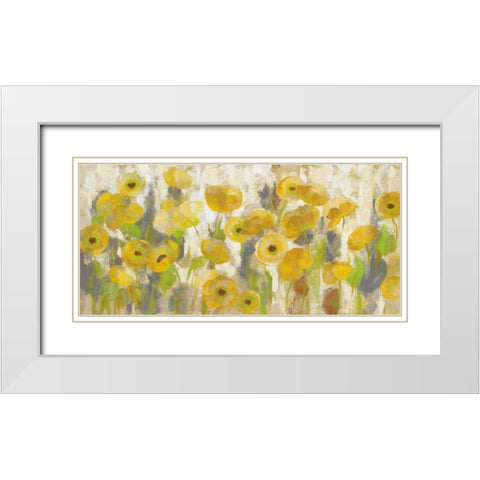 Floating Yellow Flowers I White Modern Wood Framed Art Print with Double Matting by Vassileva, Silvia