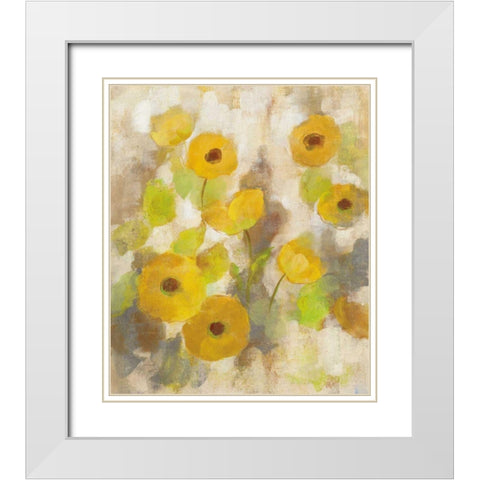 Floating Yellow Flowers III White Modern Wood Framed Art Print with Double Matting by Vassileva, Silvia