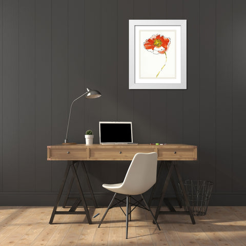 Red Icelands I on White White Modern Wood Framed Art Print with Double Matting by Novak, Shirley